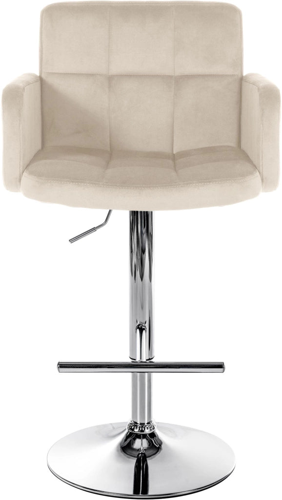Set di 2 sgabelli da bar Los Angeles in velluto crema,cromo