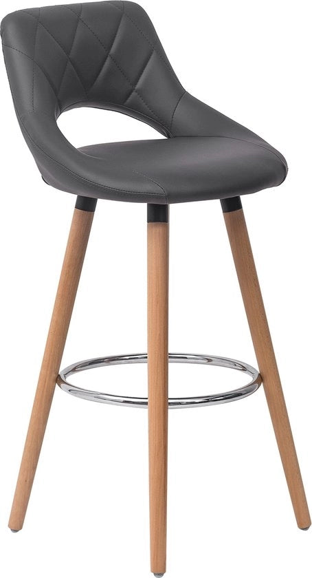 Sedia a sdrucciole in pelle artificiale - con schienale - stile rurale e moderno - sedia a sdrucciole, sedia da cucina - colore grigio scuro