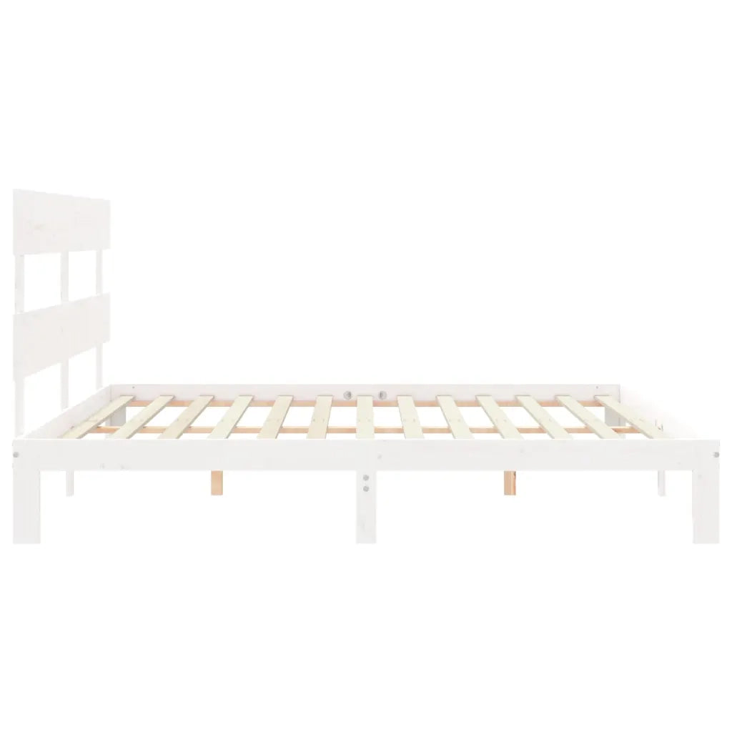 Giroletto Testiera Bianco Super King Size in Legno Massello 3193547