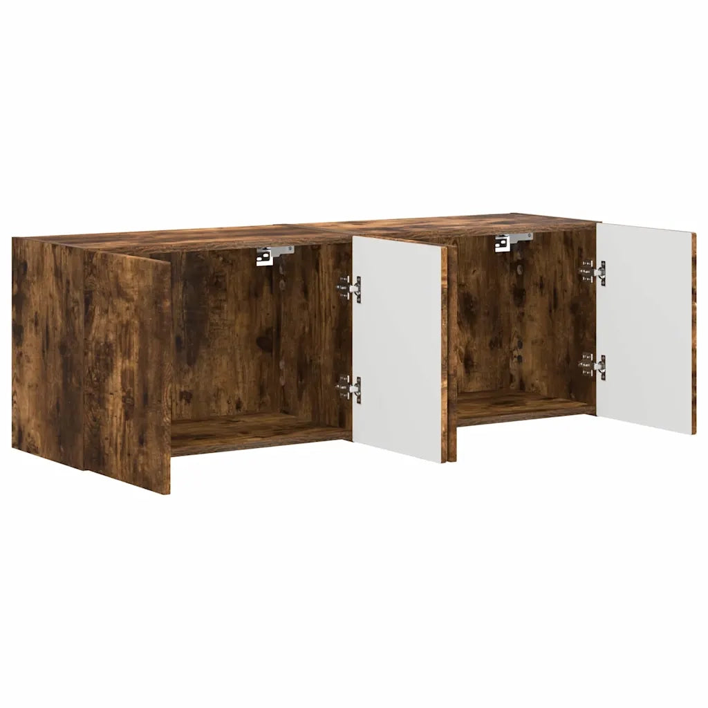 Mobile TV da parete 2 pz-Set di 2 Mobile TV a Muro-Credenza TV Rovere fum¨¦ 59,5 x 31 x 40 cm