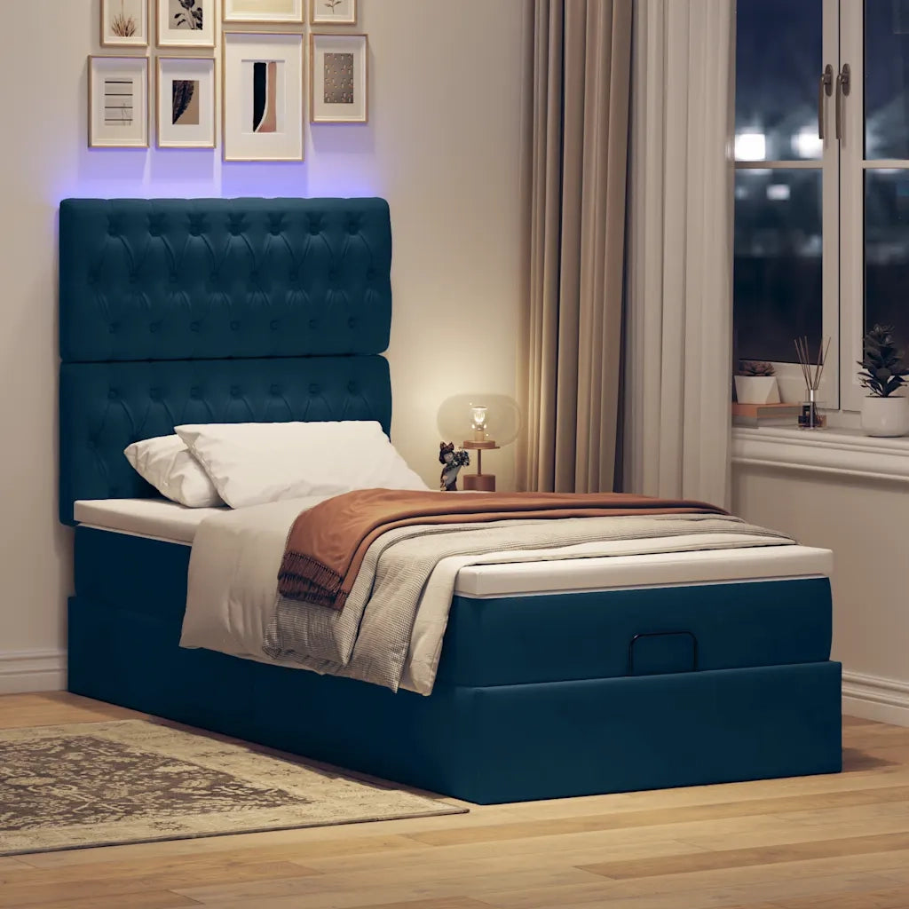 Struttura Letto Pouf con Materassi 90x190 cm in Velluto 3314364