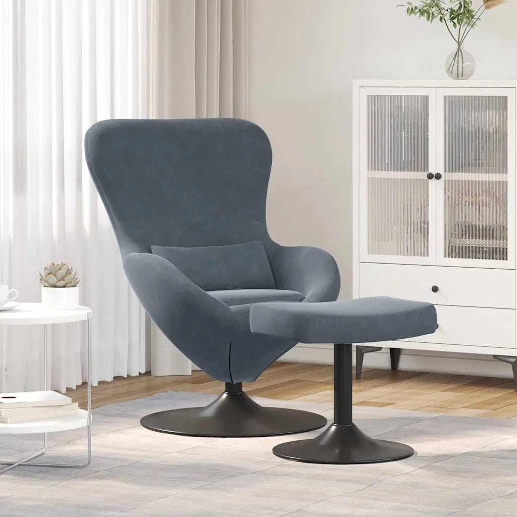 Sedia Egg con Pouf Grigio scuro Velluto 42002745