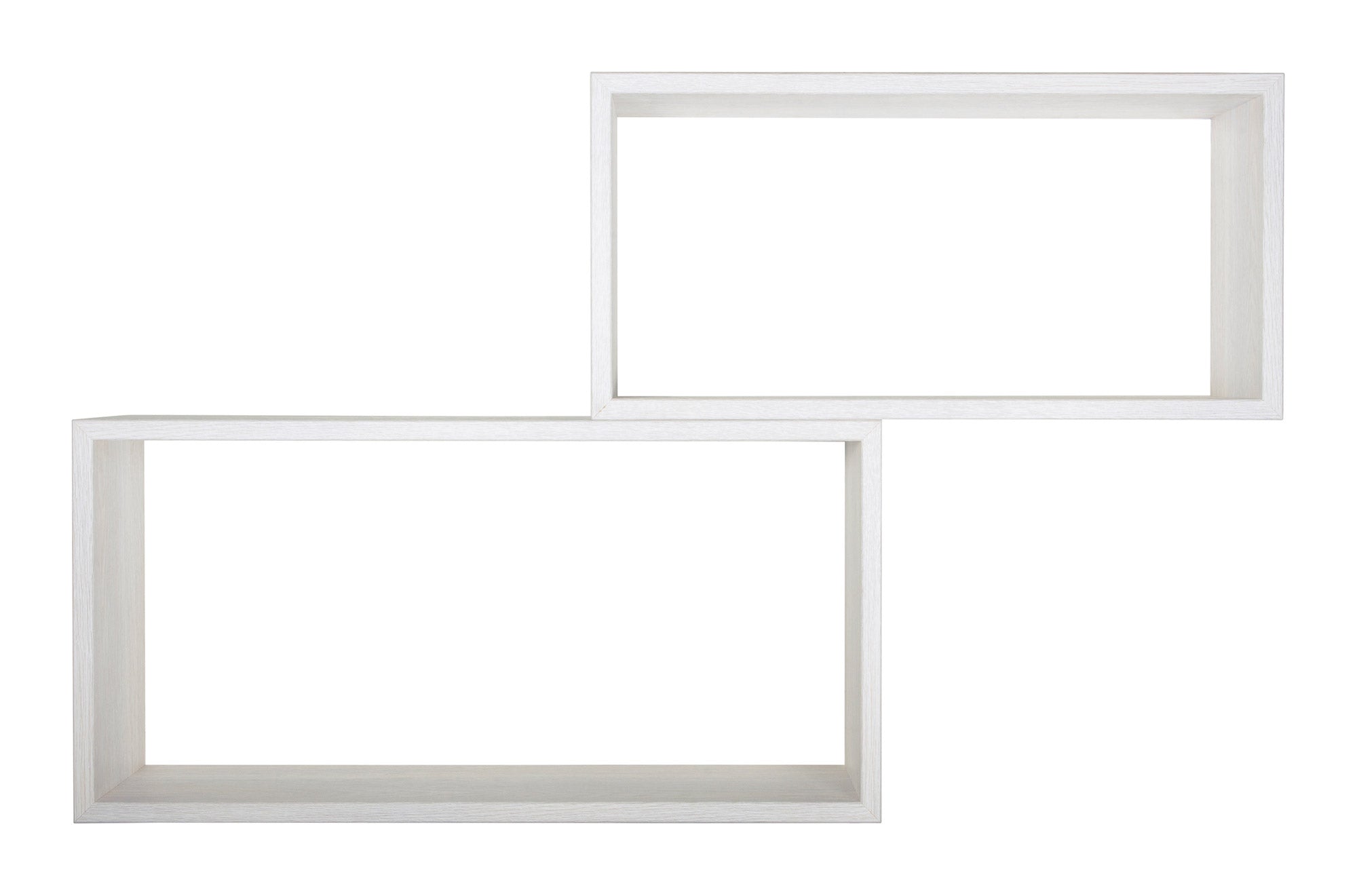 Set 2 Mensole Cubo da Parete Rettangolare in Fibra di Legno Bislungo Rovere Sbiancato