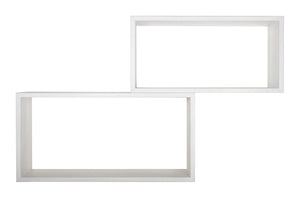 Set 2 Mensole Cubo da Parete Rettangolare in Fibra di Legno Bislungo Rovere Sbiancato