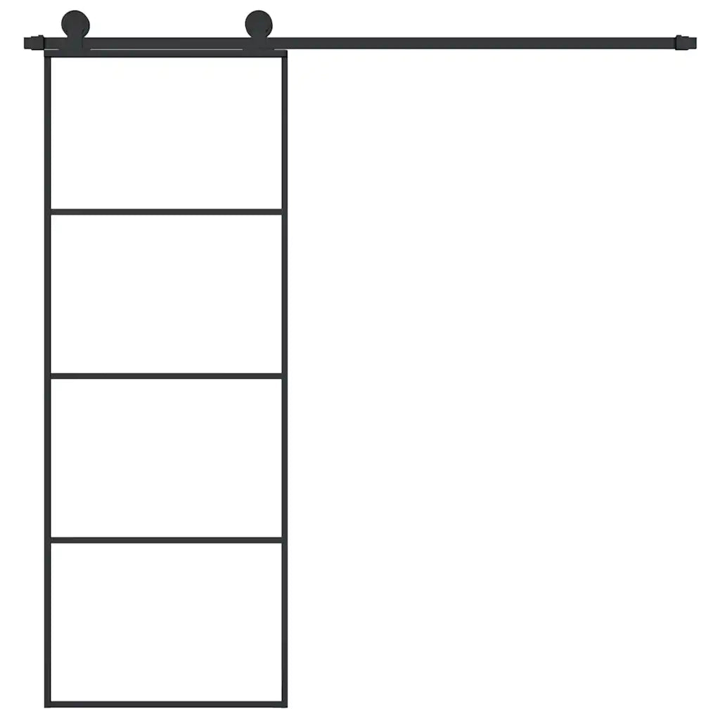 Porta Scorrevole con Ferramenta 76x205cm Vetro ESG Alluminio 3152146