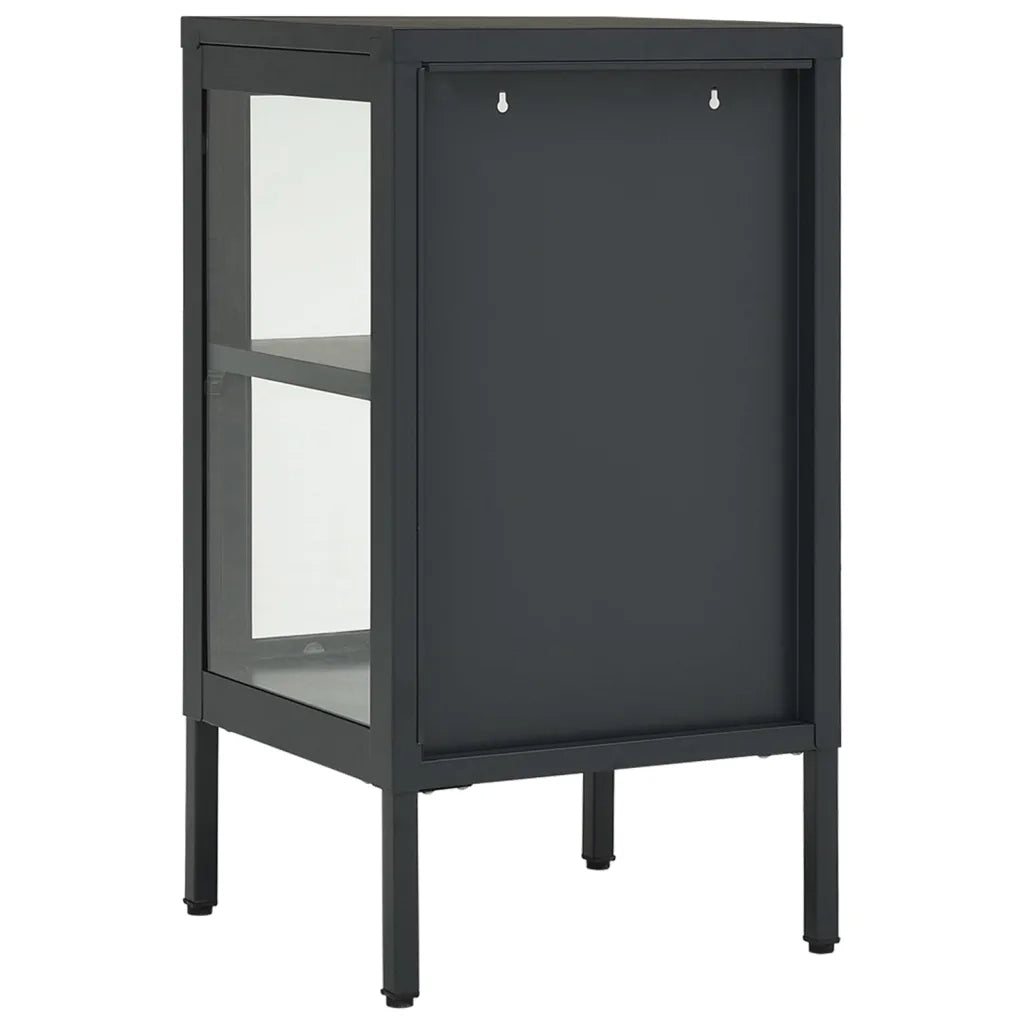 Credenza | Madia | Buffet da pranzo | Armadio da pranzo Antracite 38x35x70 cm in Acciaio e Vetro