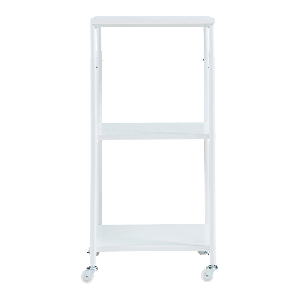 Tavolino Laterale a Ruote Janertu con 2 Ripiani 82 x 39 x 35 cm - Bianco [en.casa]