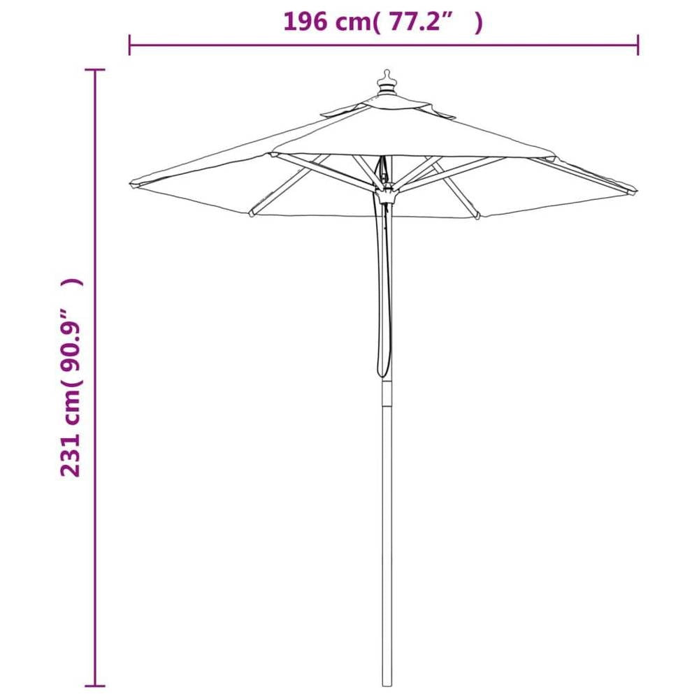 Parasol With Wooden Pole, Taupe, 196x231 Cm