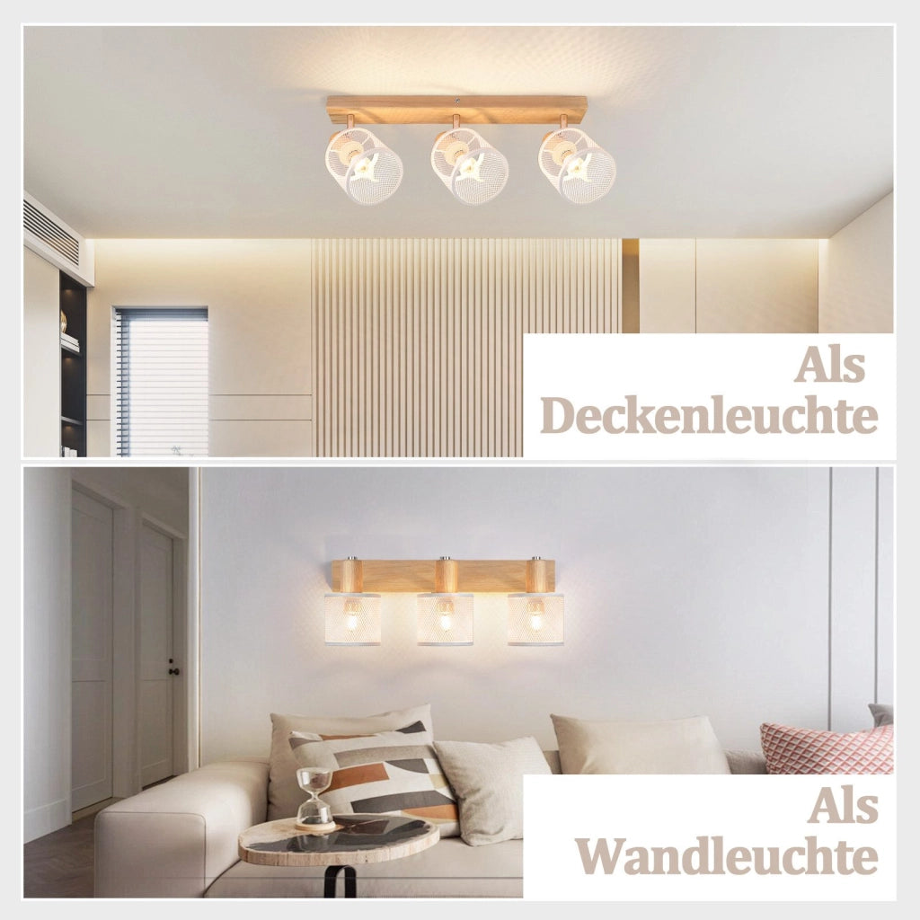 ZMH Faretto da soffitto vintage bianchi 3 luci E14 orientabili 350° per soggiorno cucina senza lampadina