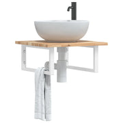 vidaXL Ripiano a Parete per Lavabo in Acciaio e Massello di Acacia