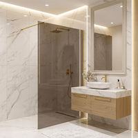 Parete Doccia Rea Flexi Brown / Brush Gold 80