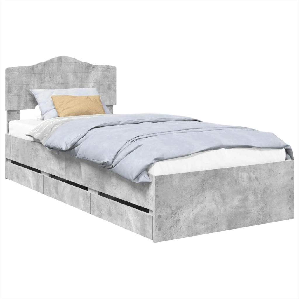 Struttura del letto con cassetto Grigio cemento 90 x 200 cm 3413043