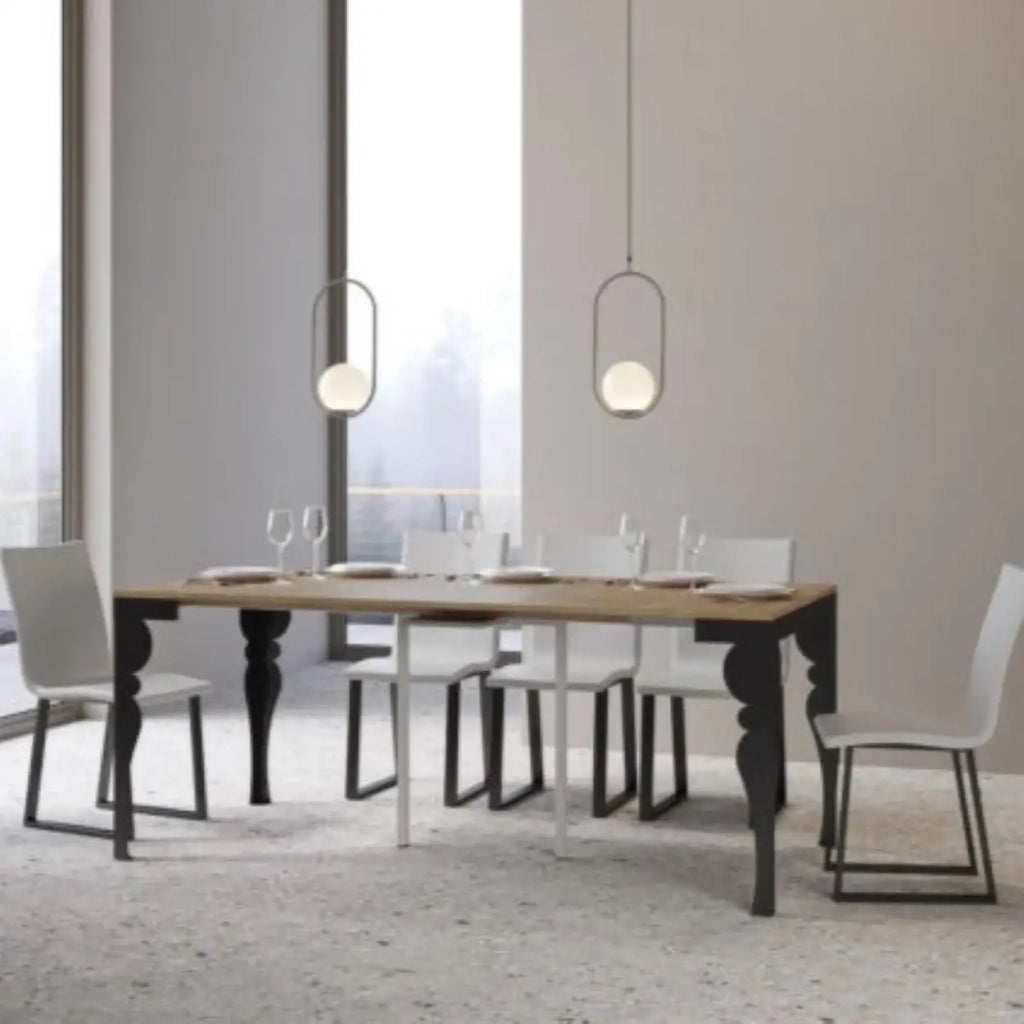 Consolle allungabile 90x40/196 cm Paxon Small Evolution quercia natura telaio e gambe antracite