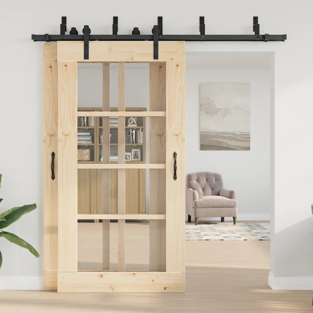 Kit di Binari per Porte Scorrevoli 213,5 cm Acciaio Nero 3295724