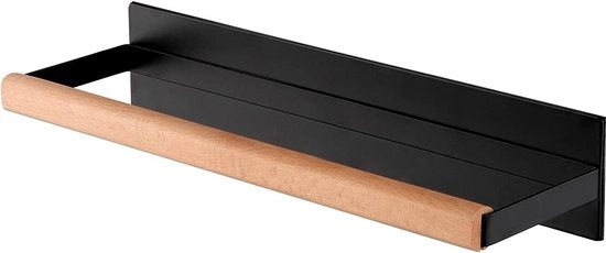 Sostegno magnetico per carta da cucina - nero metallo e legno - per frigorifero - cartellino per carta da cucina