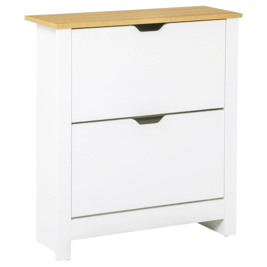 Scarpiera Moderna con 2 Cassetti Regolabili ¨C zephmum ¨C Legno Bianco 72x26x80 cm