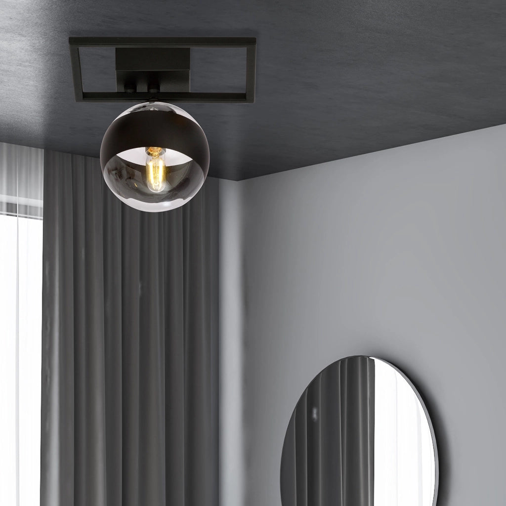 Plafoniera Moderna Andromeda Acciaio Nero Luce E14 Ip20