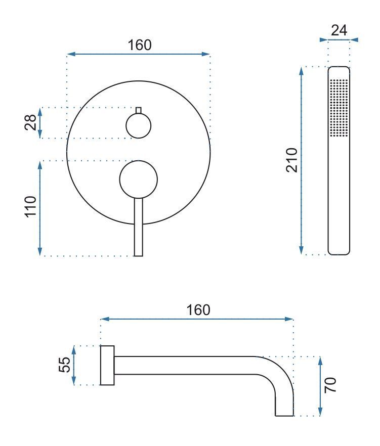 Rubinetto Da Vasca Da Incasso Rea Lungo Copper + Box