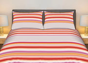 Completo Lenzuola Stiro Facile 100% Cotone Made Italy Effetto Seta Striped - Matrimoniale - Grigio