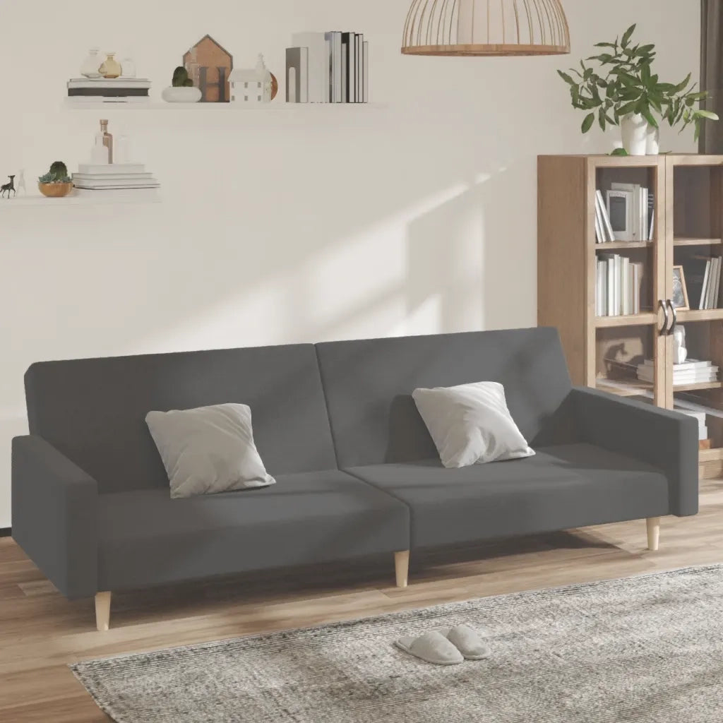 Divano Letto a 2 Posti Grigio Chiaro in Tessuto 375727