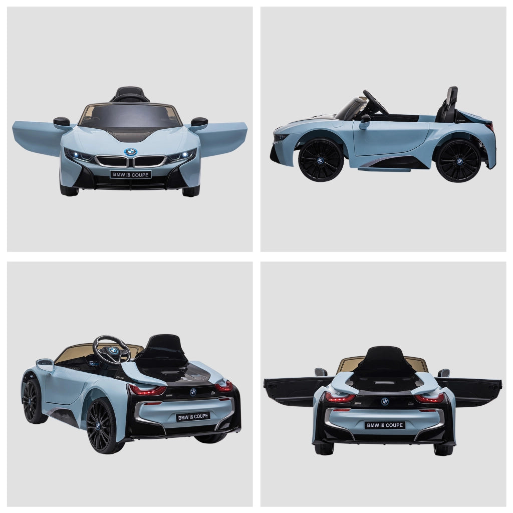 Macchina Elettrica per Bambini 3-8 anni Licenza BMW I8 Coup¨¦ con Telecomando e 2 Porte, 115x72.5x46 cm, Blu