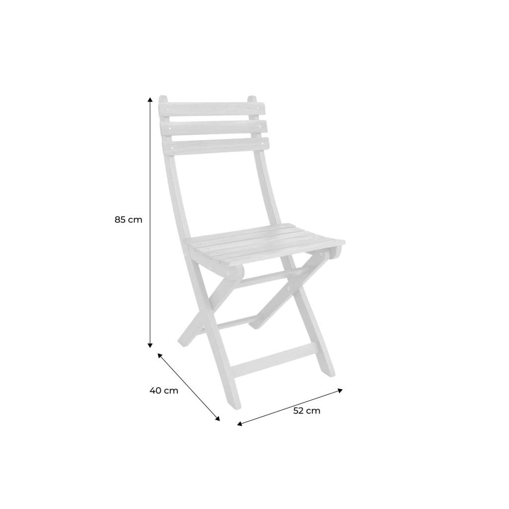 Set 4 sedie da giardino pieghevoli in acacia, bianco