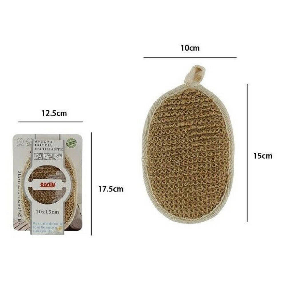 Trade Shop - Spugna Per Doccia Bagno Esfoliante Cura Pelle Corpo 10 X 15 Cm Marrone 69578 -