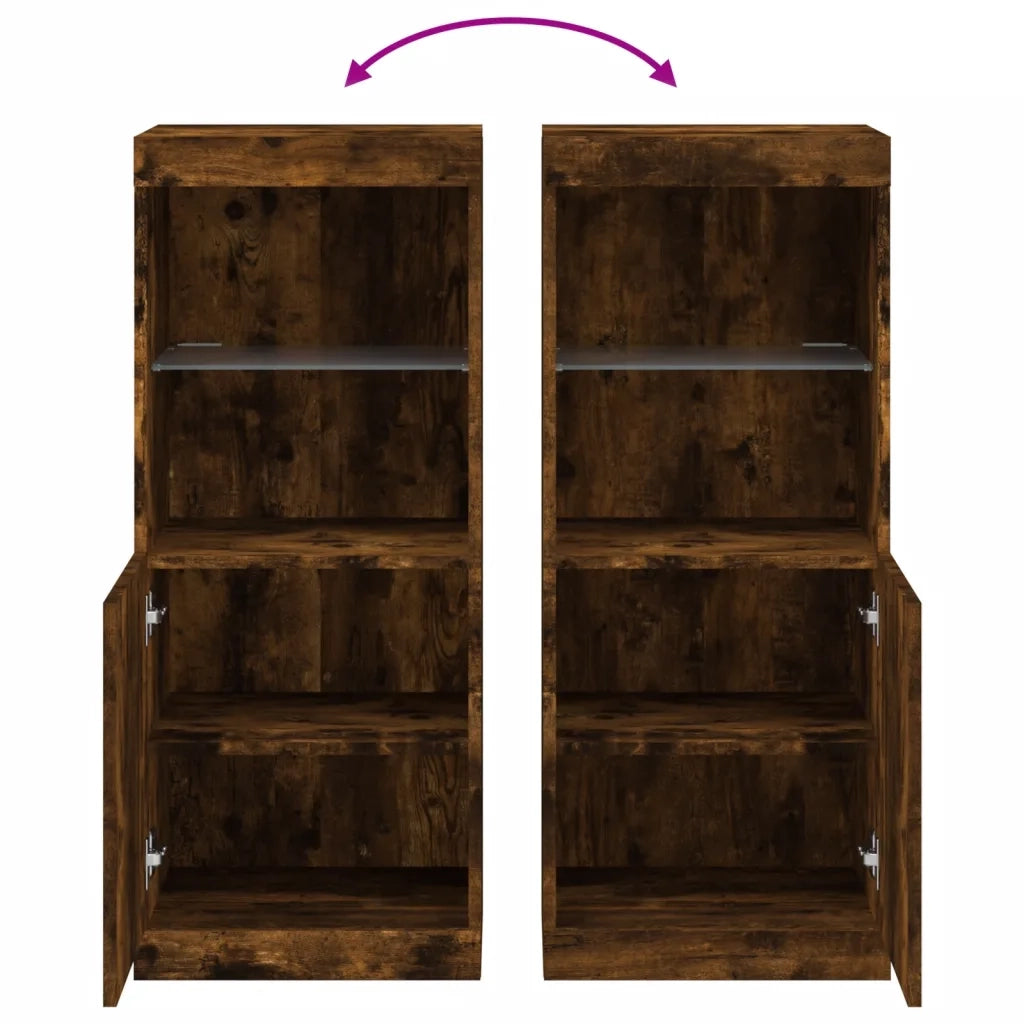 Credenza | Madia | Buffet da pranzo | Armadio da pranzo con Luci LED Rovere Fumo 41x37x100 cm