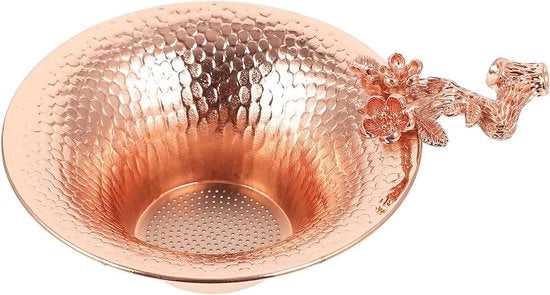 Accessori per il tè e il caffè, set per il tè con filtro a mesh, set per il tè con foglia di tè, set per il tè con sottopancia in rame, set per il tè con sottopancia in acciaio.