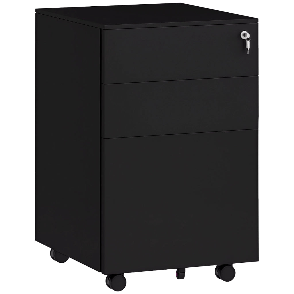 Cassettiera mobile con serratura, 3 cassetti ¨C zephmum ¨C Nero, 37x43.5x60 cm