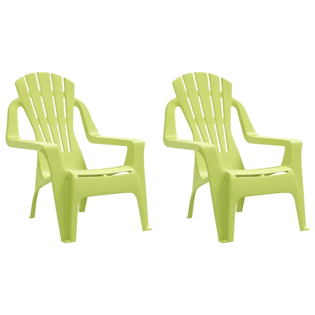 Sedie Giardino 2 pz | Sedie da Esterno Bambini Verdi 37x34x44cm PP Aspetto in Legno