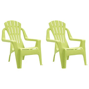 Sedie Giardino 2 pz | Sedie da Esterno Bambini Verdi 37x34x44cm PP Aspetto in Legno