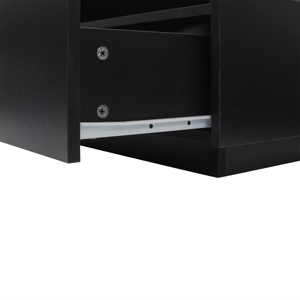 Tavolino da caffè 70x70x41 cm; LED regolabile via app con 2 cassetti; pannello lucido; truciolato nero