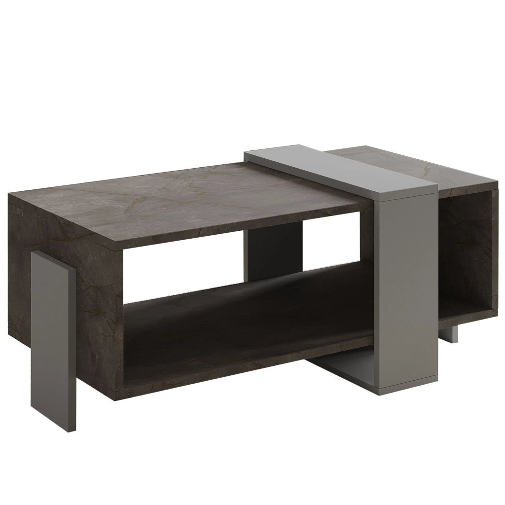 Tavolino in legno "Meleni" - 90 x 49 x 40 cm - Grigio