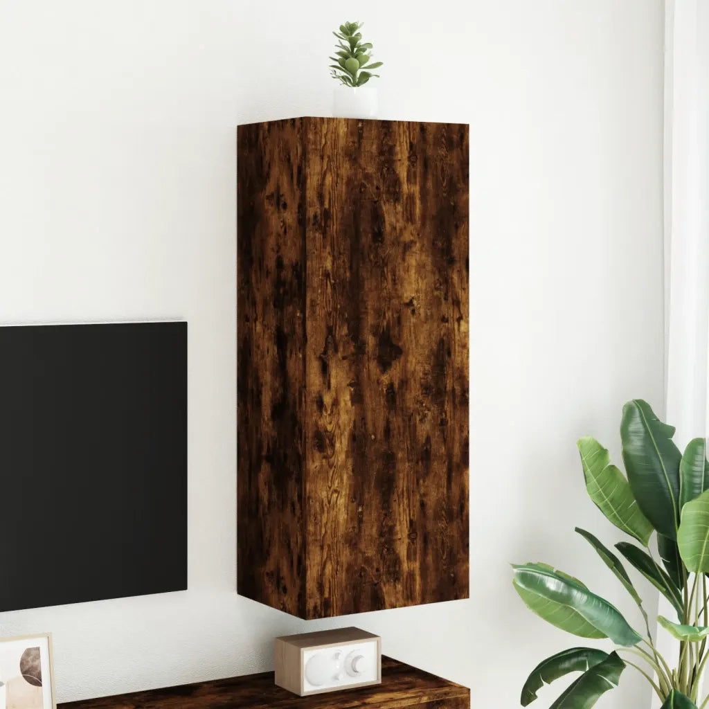Mobile TV a Parete Rovere Fumo 40,5x30x102 cm Legno Multistratocod mxl 87887
