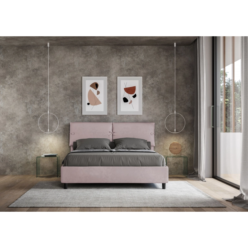 Letto imbottito Matrimoniale 160x190 cm Sleeper - Con rete,Glicine,Microfibra