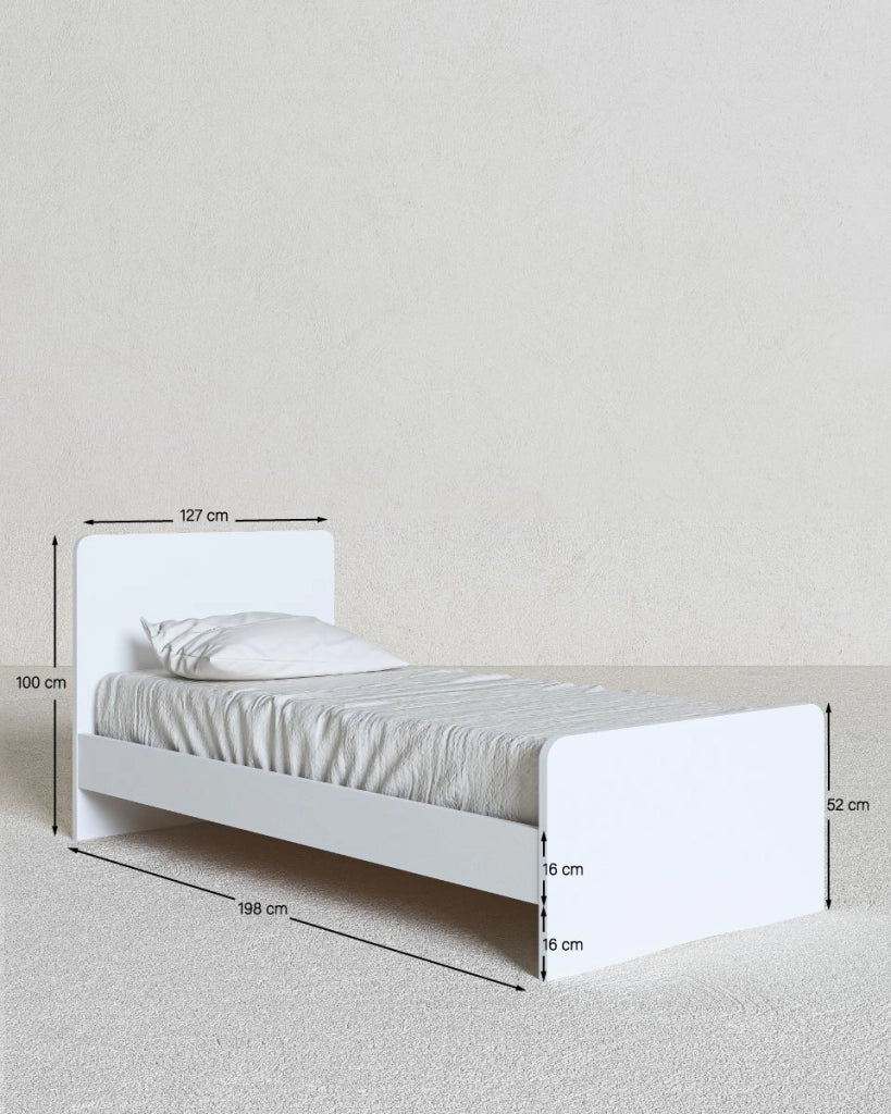 Letto easy con fascioni e pediera - Letto una piazza e mezzo 127 x 197 - Struttura Bianca - Rete e materasso esclusi_