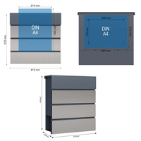Toboli Cassetta postale con porta giornale, antracite e acciaio inox V64 montaggio a parete