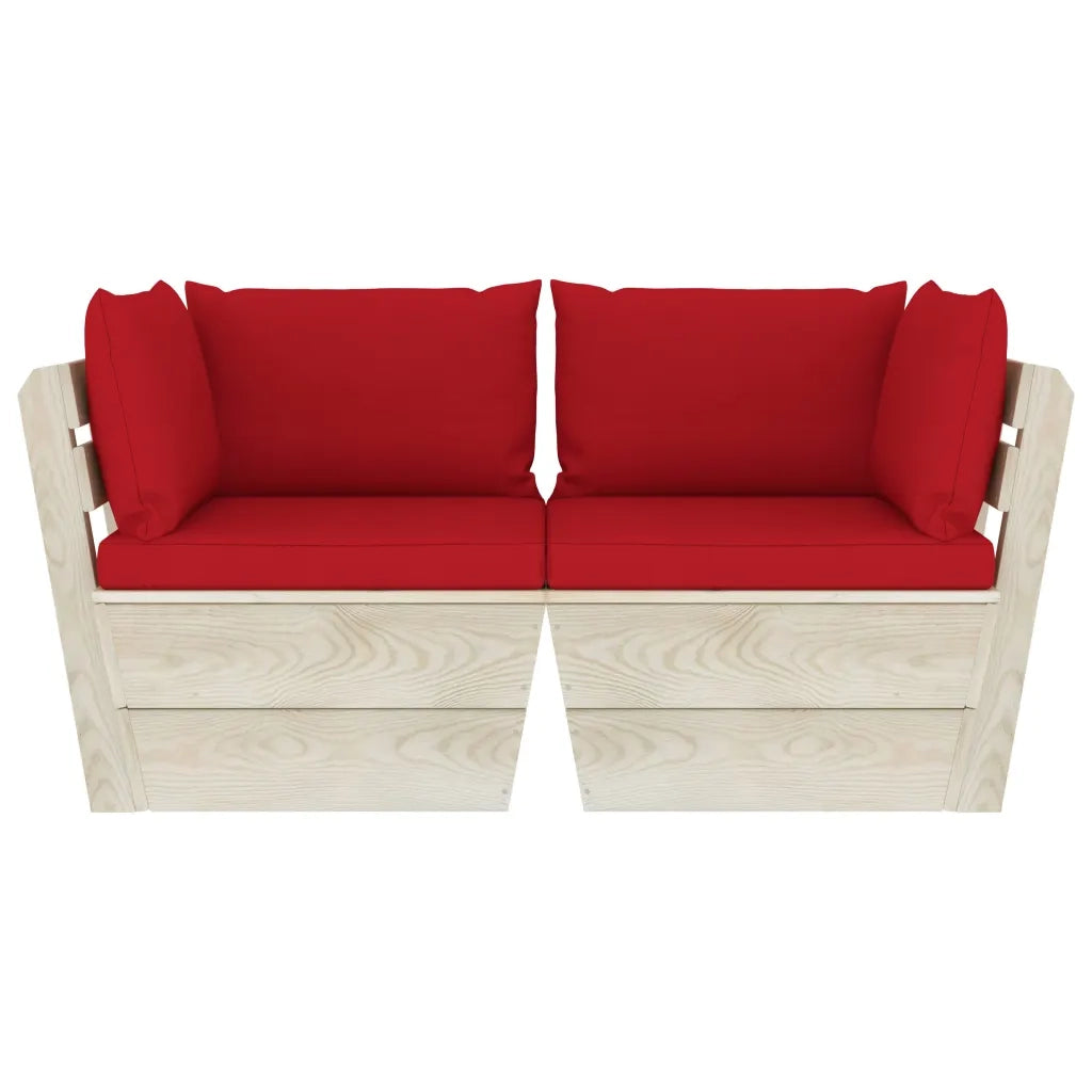 Divano da Giardino a 2 Posti su Pallet con Cuscini Legno Abete cod mxl 42112