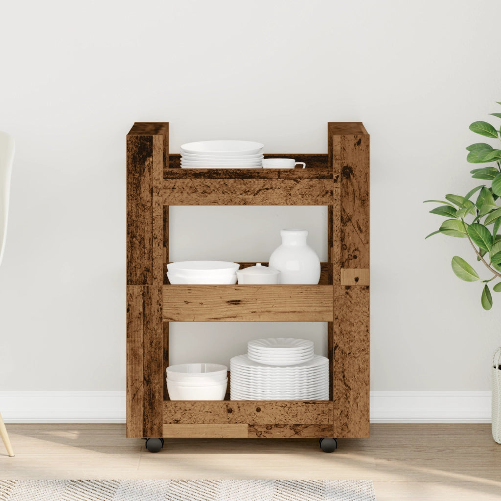 Carrello da Cucina  in Legno Vecchio 60x45x80 cm in Legno Ingegnerizzato