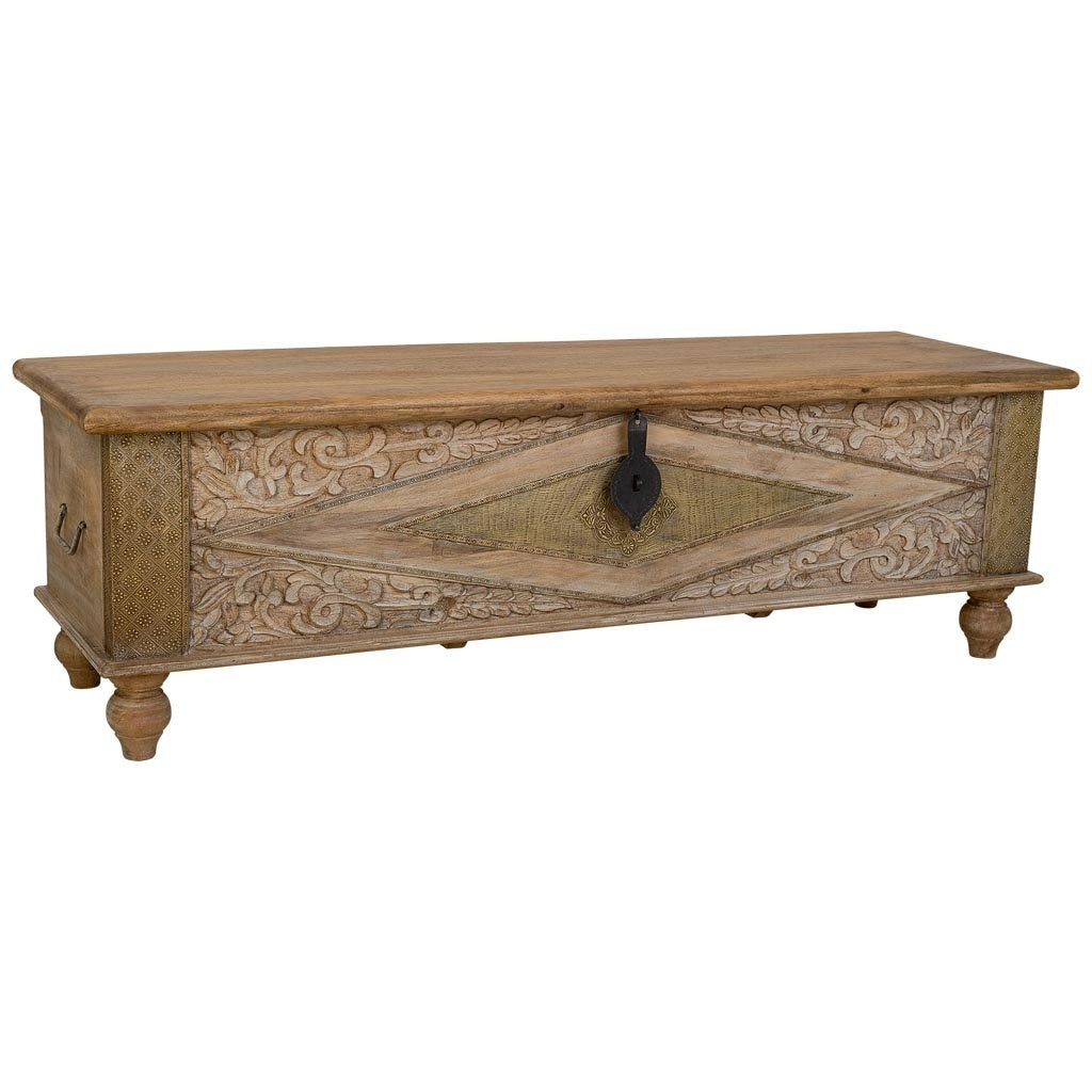 Bauletto in legno intagliato artigianale, 150x45x46h cm
