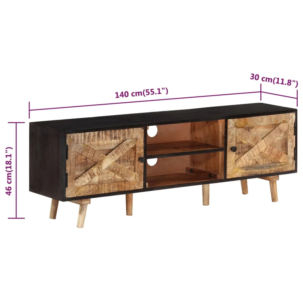 Mobile TV-Credenza per TV 140x30x46cm Legno di Mango Grezzo e Massello d'Acacia