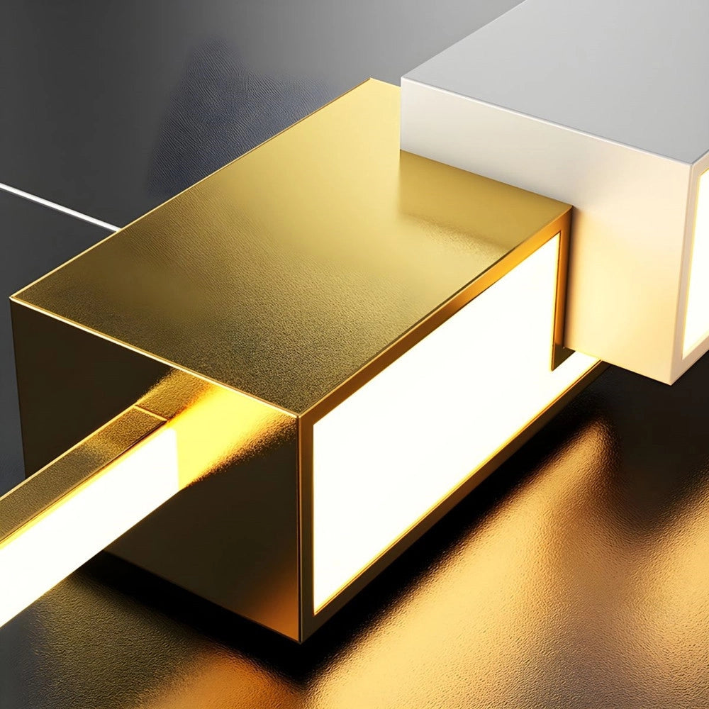 Trade Shop - Lampadario A Sospensione Led 36w Rettangolare Con Telecomando Design Moderno Oro 71592 -