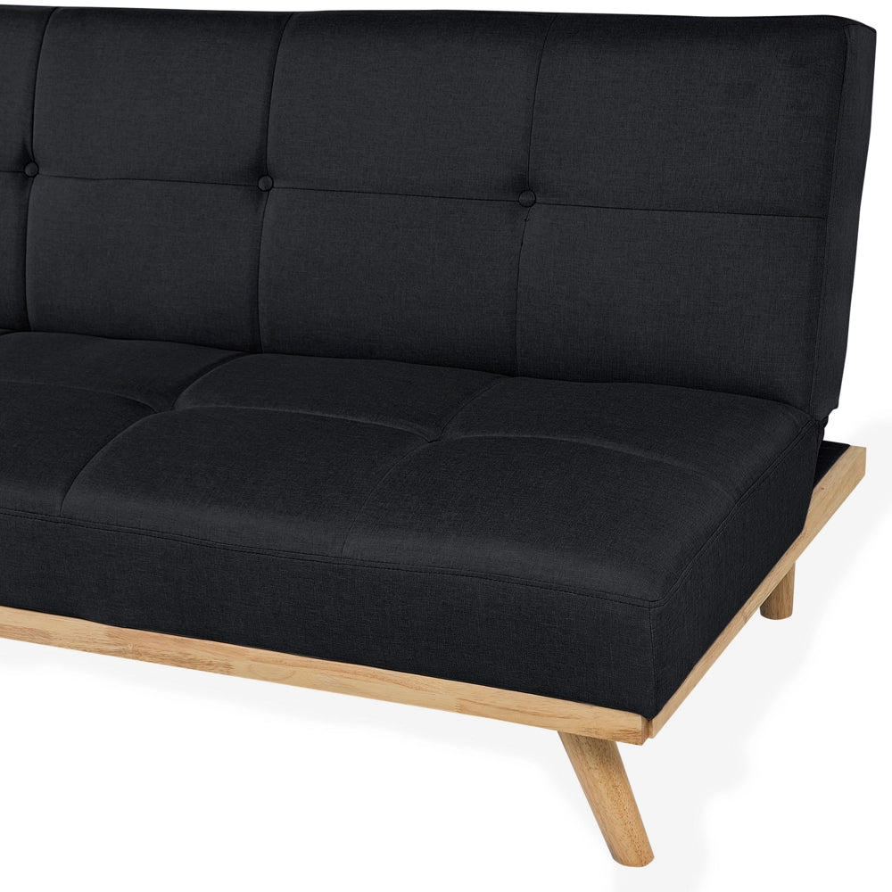 Divano letto Click Clack a 3 posti da soggiorno moderno trapuntato Nero