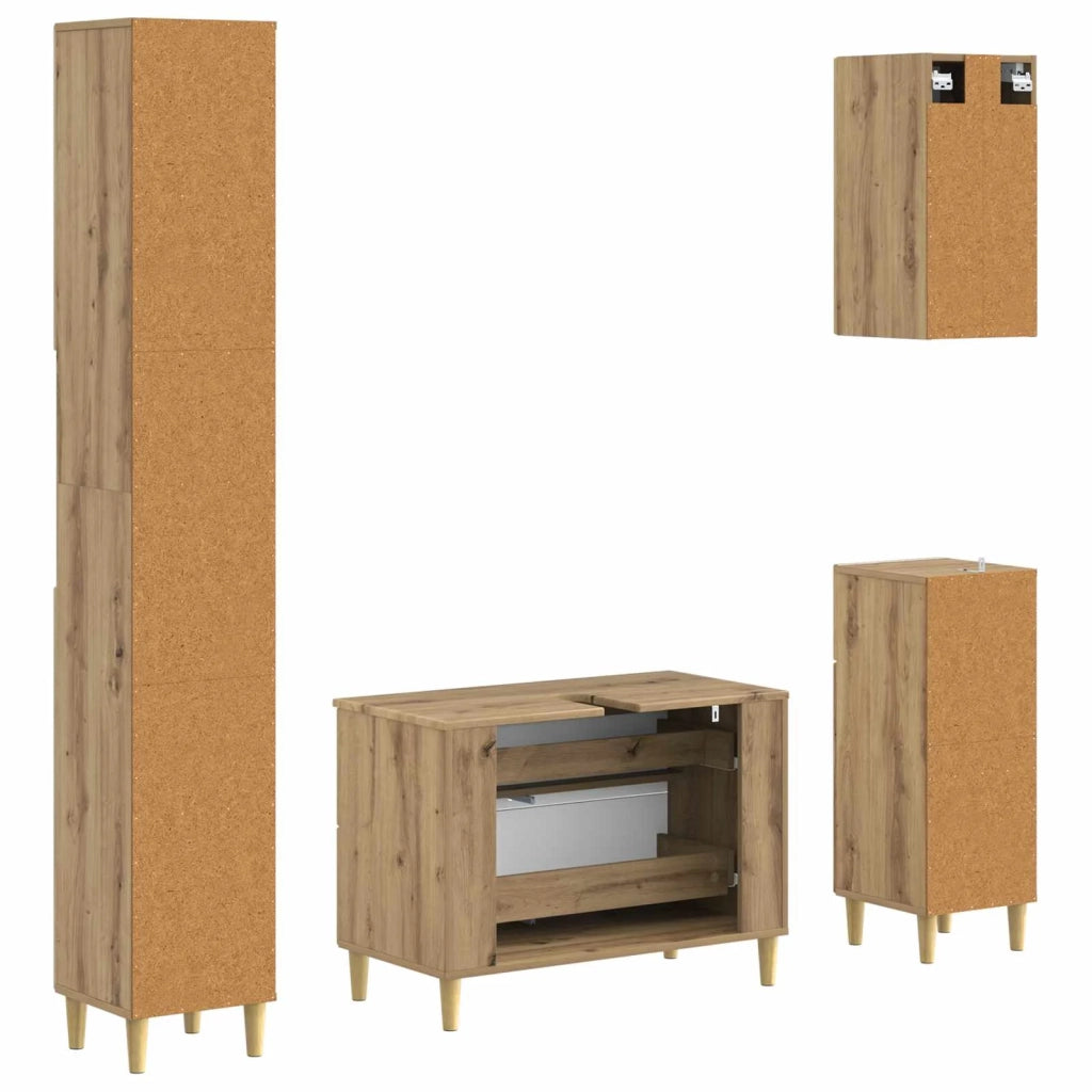Set di Mobili da Bagno da 4 Pezzi DELFT Rovere Artigianale 3417953