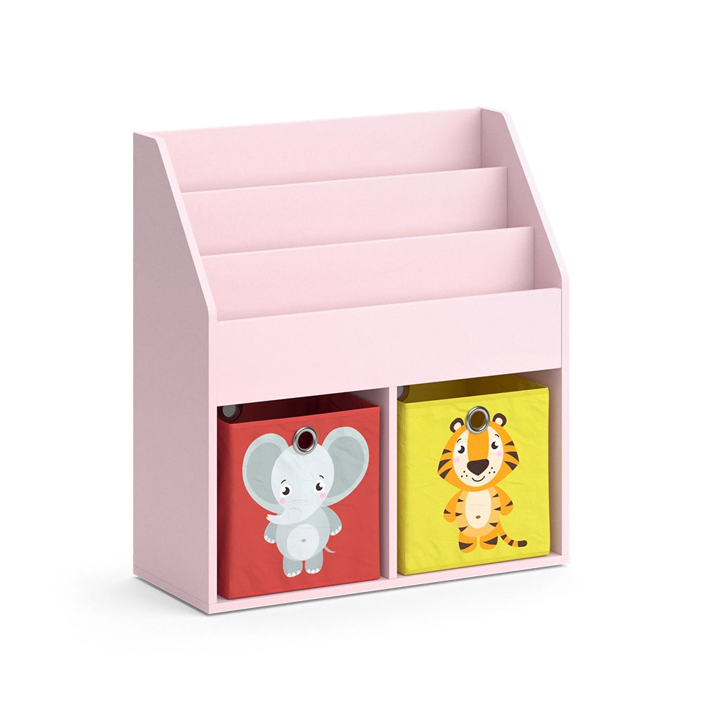 Vicco Libreria bambini rosa 72 x 79 cm con 2 scatole pieghevoli (elefante, tigre)