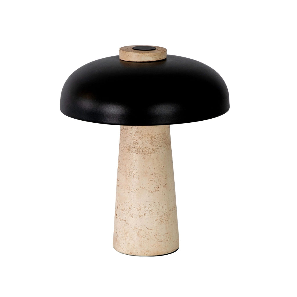 Lampada da tavolo in acciaio nero e marmo porcellanato