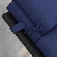 Cuscino per Sdraio e Lettino Prendisole in Tessuto con Lacci di Fissaggio, Blu Scuro