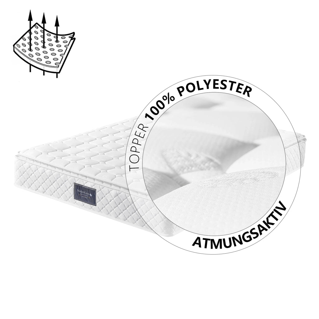 Materasso a molle insacchettate a 7 zone 140 x 200 cm; altezza 25 cm; bianco