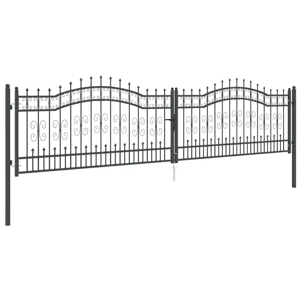 Cancello con Punta a Lancia KAMPEN 404 x 100 cm Acciaio Grigio 42009048